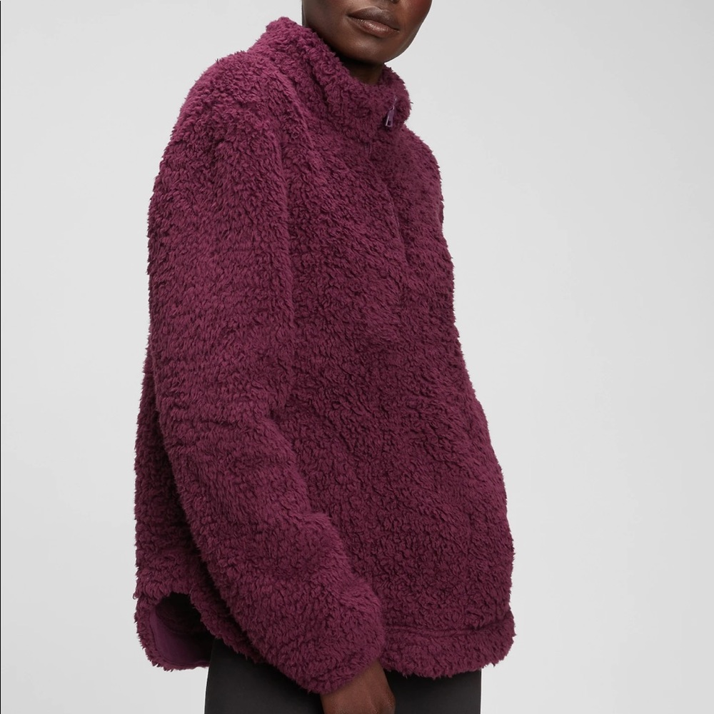 GAP purple Sherpa fleece quarter zip pullover teddy sweater size small